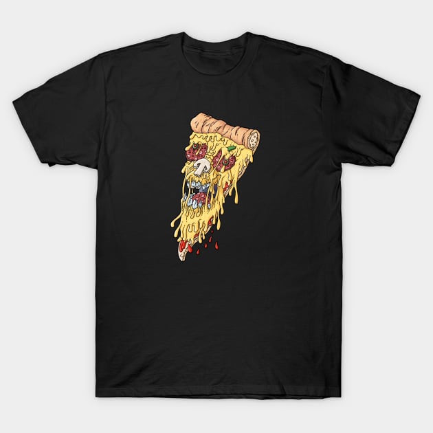 Pizza Crime, Skull, Fast food, Cartoon T-Shirt by StabbedHeart